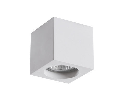 Cubo in gesso bianco 70x70x70mm a plafone per faretti LED GU10, portalampada incluso
