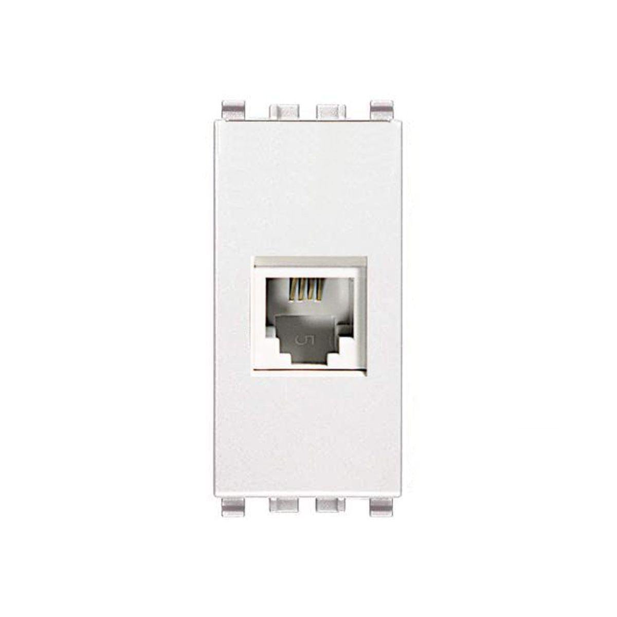 Frutto presa telefonica rj11 compatibile Vimar Eikon 20320.B presa plug 4 poli connessione a crimpare senza attrezzi, colore bianca