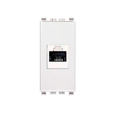 Frutto rj45 UTP cat.6A compatibile Vimar Eikon 20337.6.B presa modulare 8 poli per cavi ethernet connessione a crimpare senza attrezzi, colore bianca